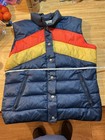 Vtg Ski Daddle Blue Rainbow Mork   Mindy Puffer Vest Ashton Kutcher 70   s Show