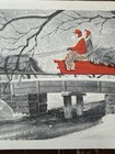 Vintage Mid-century Christmas Card Sleigh Ride Black White And Red Glitter Mod