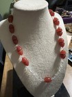 Vintage Czech Art Deco Red Uranium Glass Necklace Carnelian Style 18    58g Glows