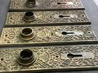 Antique Victorian Eastlake Brass Door Knob Backplates W  Keyhole  Set Of 4