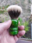 Restored Vintage Marbled Green Wontshed Shave Brush New 20mm Manchurian Badger