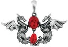 Ebros Red Saphire Dual Dragon Guardians Pendant Jewelry Necklace Lead Free