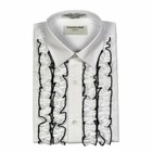 New Men s White Black Ruffled Ruffles Tuxedo Shirt Spread Collar Slim Fit Fitted
