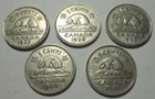 15 Canada Nickels All King George Vi  All Different 5 Cent Coin Lot 1937  - 1952