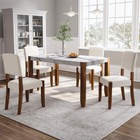 5-piece Modern Dining Set  Space-saving Dinette  Faux Marble Table   4 Chairs