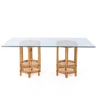 Mcguire Style Mid Century Rattan And Glass Dining Table