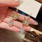 Fashion Butterfly Long Tassel Crystal Earrings Women Drop Dangle Ear Stud Gifts