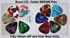 Dozen  12  - Fender  351  Medium Guitar Picks - Free Shipping