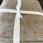 Pottery Barn Jade Duvet Cover Queen Block Print Green Floral New Sample Read