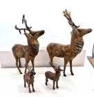 Antique 1930 s Reindeer Metal Buck Deer Figurine Antlers  Germany  Putz  Set 4
