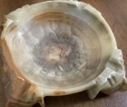 Vintage Ashtray Brown Onyx Marble Natural Stone Aztec Mexico Carved Faces