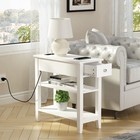 Choochoo Narrow End Table Charging Station Side Table Living Room Usb Outlets