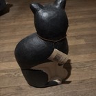  Folk Art Life Size Wood Hand Carved Black And White Cat Sculpture
