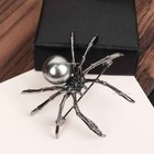Spider Silver Pearl Crystal Rhinestone Brooch Pin   Pendant And Gold Bag