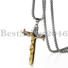 Men Women Gothic Skull Stainless Steel Punk Skeleton Cross Pendant Necklace 22 