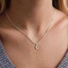 Moon Pendant 925 Sterling Silver Dainty Charm Necklace For Women Everyday Wear