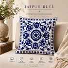 Handcrafted Indian Blue Embroidered Pillow Cover 18x18 Cotton Boho Home Decor