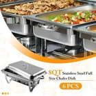 6 Pack 316 Stainless Steel Chafer Chafing Dish Sets Catering Food Warmer 8 Qt