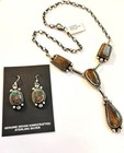 Navajo Handmade Sterling Silver And Royston Turquoise Necklace And Earrings Set