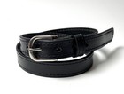 Black Water Buffalo Leather Dress Belt     Handmade Full Grain Leather Belt