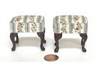 Bespaq Set Of 2 Dollhouse Miniature Stools With Blue Strips And Flowers