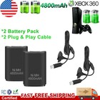 2x Rechargeable Battery Pack Charger Cable Dock For Xbox 360 Wireless Controlle