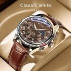Men Watch Brown Leather Strap Band Stainless Round Dial Analog Man Wristwatch