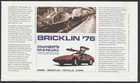 1996  1605y 45c Bricklin Fdc Canada Post Cachet Signed By Designer