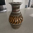 Vintage Mcm Itay Art Pottery Vase  Unique Design Earth Tones 7 h