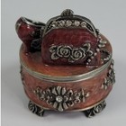 Vintage Enameled Trinket Box Rhinestone Shoe Handbag Jewelry Pill Box Pink Red