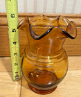 Mid-century Modern Amber Art Glass  Ruffled Top