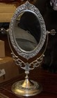 European Style Brass Silverplate Swivel Mirror Vintage Handcrafted Vanity Makeup