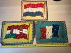 Antique Tobacco Cigar Box Felt Large Flags 1910 s Lot Of 3 Assorted Countries