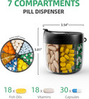 Portable Pill Dispenser Bottle  Vitamin Organizer With 7 Compartments  Holds Ple