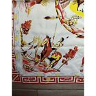 Vintage Souvenir Romance Of Indian Life Scarf Headdress Thunderbirds Horse Canoe