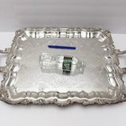Vintage Sheridan Silverplate Rectangular Footed Serving Tray With Handles 25   