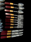Vintage Red butterscotch 2 Tone Lucite Bakelite Flatware - 24 Pieces