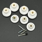 Lot Of 7 Vintage White Ceramic Porcelain Cabinet Drawer Knobs Pulls 2 Sizes