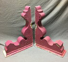 Antique Pair Wood Corbel Roof Bracket Victorian Shabby Magenta Vtg Old 77-25b