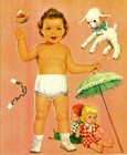 Vintage Uncut 1950 Twins Baby Sister   Brother Paper Dolls  1 Top Reproduction