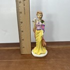 Vintage Hand-painted Resin Victorian Lady Woman White Bird Yellow Dress Figurine