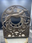 Antique 1920 s Art Deco Running Greyhound Cast Iron Magazine Rack