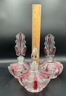 3 Art Deco Style Bohemian  czech  Glass Perfume Bottles With Matching Stoppers