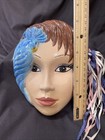 Vintage Glazed Ceramic 7 25  Mardi Gras Wall Mask Art Decor
