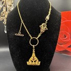 Vintage Gold Filled Pocket Watch Chain Necklace   Fob  T-bar  Charm Enhancer