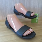 Crocs Lina D orsay Sandals 37 - 38 Womens Size 7 Black Open Toe Flats Nwt