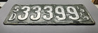      1919 South Dakota  passenger  License Plate  33399  107 Year Old Plate