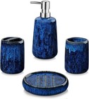Blue Bathroom Accessories Set  Ceramic Soap Dispenser And Toothbrush Holder S   