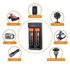 Universal Smart 2 Slots 18650 Battery Charger Set 4 Pack 3400 Mah Rechargeabl   