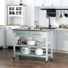 Kitchen Cart Rolling Trolley Shelves Drawers Cabinet Stainless Steel Top